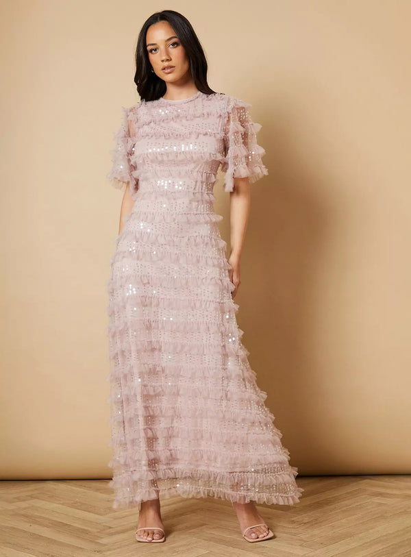 OASIS Sequin Ruffle Detail Maxi Dress