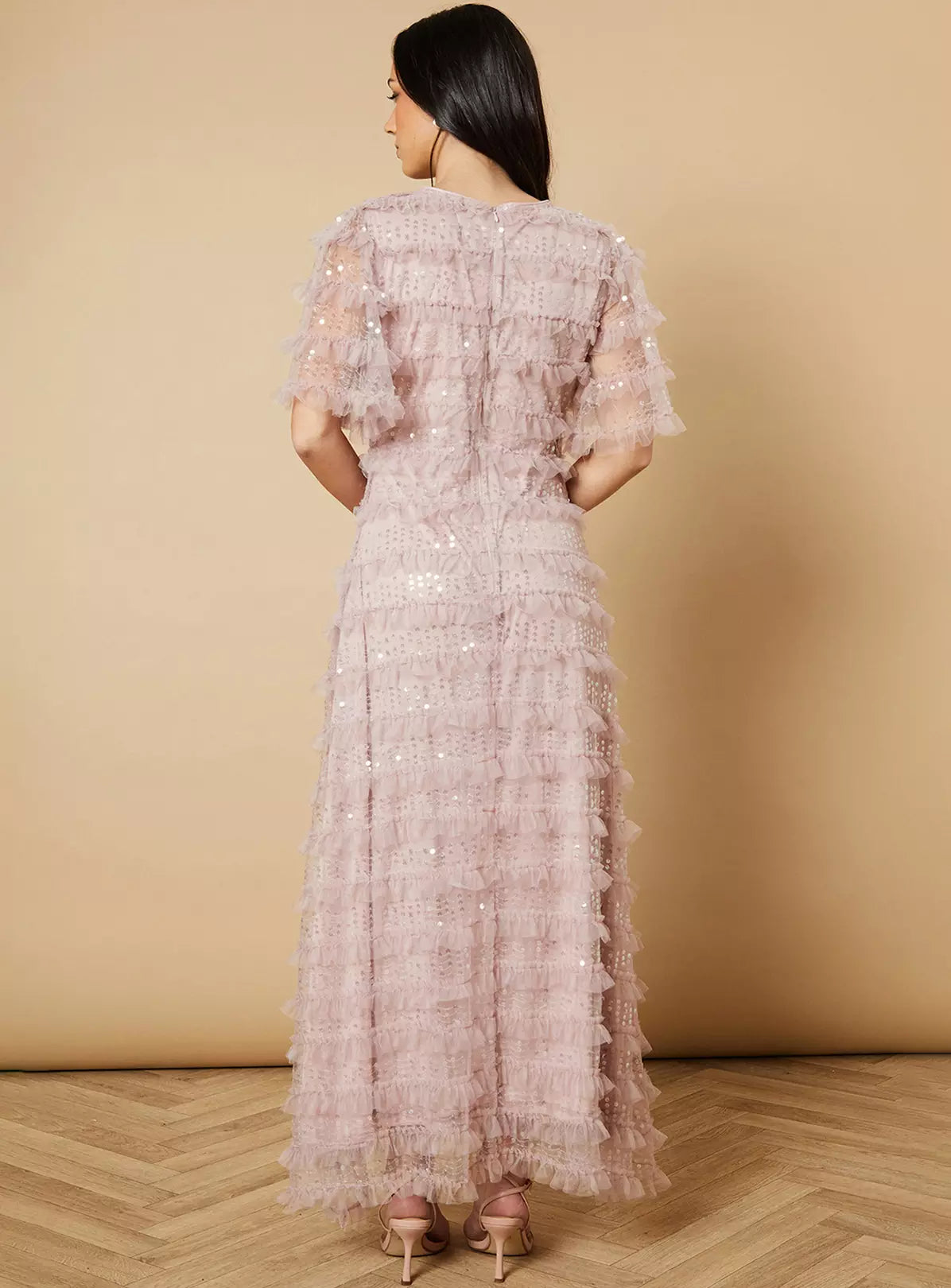 OASIS Sequin Ruffle Detail Maxi Dress